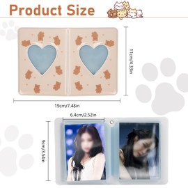40 Pockets Photo Binder Album, Kpop Mini Photocard Holder Book with Lovely Pendant, Heart Hollow Cute Squirrel or Cat Pattern for Photo Picture Collection (Purple)