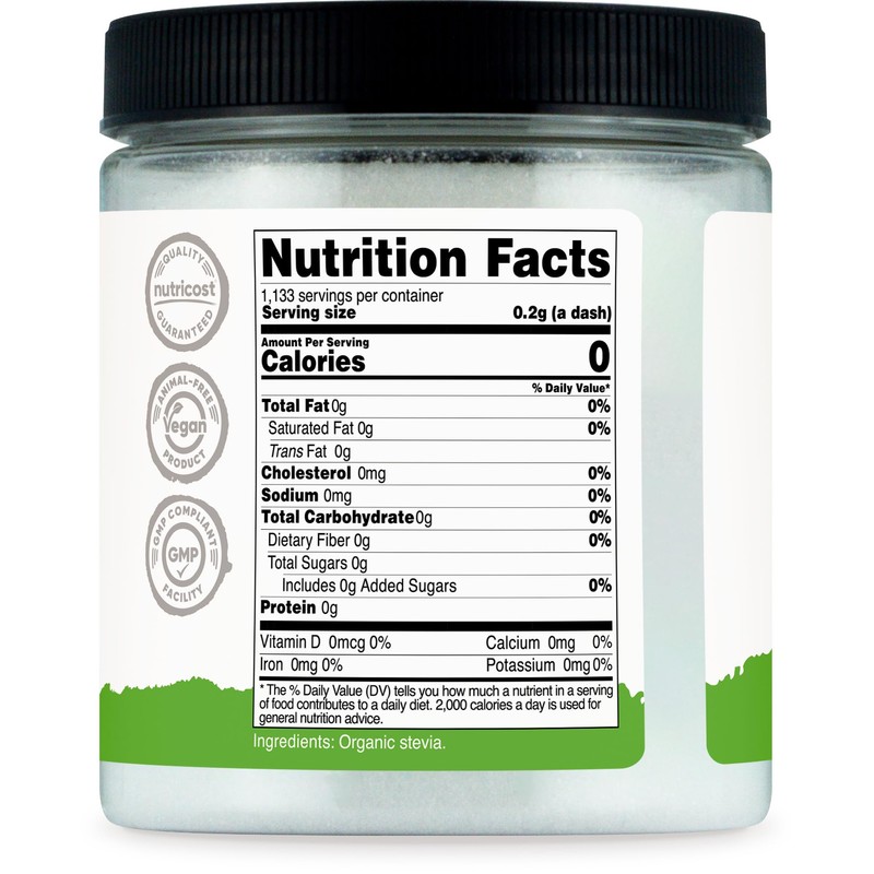 Nutricost Pantry Organic Stevia, Natural Sweetener 8 oz - GMO-Free,
