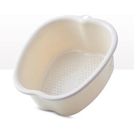 Foot Soaking Bath Basin: Plastic Foot Spa Basin for Soaking Feet - Foot Soaking Tub with Massage Dots - Roomy Foot Soak Bucket for Water Spa and Foot Massage (White)