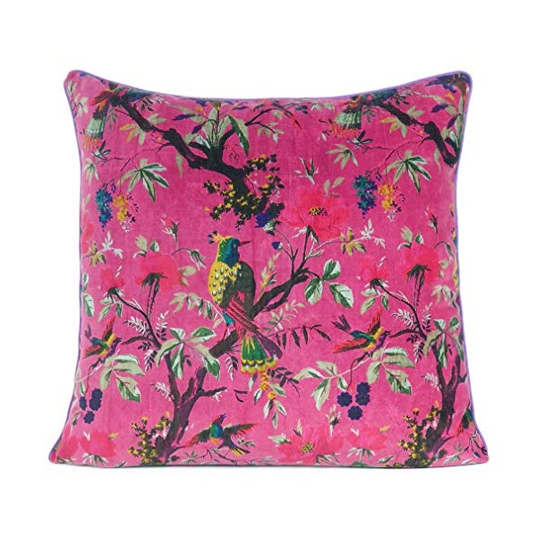 Eyes of India - 20" Burgundy Red Velvet Bird Throw