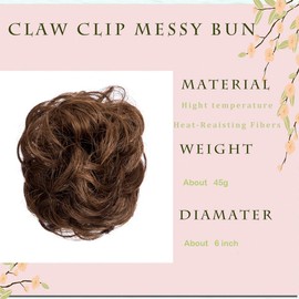 Claw Clip Messy Bun Hair Piece Tousled Updo Hair Buns Extension Elastic Hair Band Hair Pieces Curly Hair Bun Scrunchie For Women (Light Blonde)