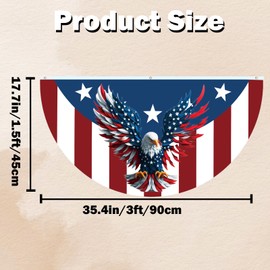 1.5x3 Feet Eagle Patriotic American Fan Flags, Patriotic Half Fan Bunting Flag, USA 4th of July Independence Day Memorial Day American Veterans Day Decorations for Outdoor and Indoor