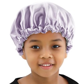 ELIHAIR Gorro de Dormir de satén para niños, para Cabello Natural, Adolescentes y niños pequeños, Gorra de satén Ajustable para Dormir Nocturno, Reversible, Doble sueño, Lila