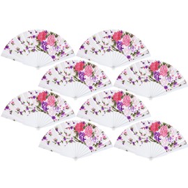 QIRMIZI 8 PCs Large Handheld Floral Folding Fans Hand Held Rave Fan – Perfect for Music Festivals, Carnivals, Weddings, EDM Events, Dance, Decoration, Performance, and Gifts,White