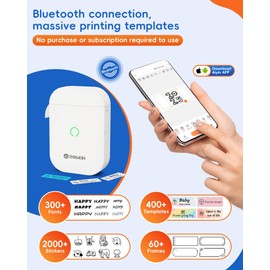InkWon Label Maker Machine with Tape, D11s Bluetooth Label Maker Waterproof Labels, Portable Mini Label Printer with Various Templates for Home Office School, White