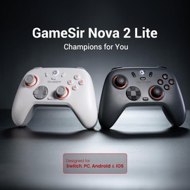 GameSir Nova Lite 2 Wireless PC Controller with Hall Effect Joysticks & Triggers, 2.4G & Wired 1000Hz Polling Rate, Remappable Buttons - Compatible with PC/Switch/Steam/Android (White)