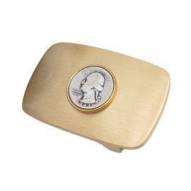 US 1942 Washington Quarter 90% Silver 25 Cent Coin Solid Brass 40mm Heavy Duty Belt Buckle NEW