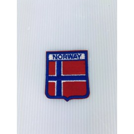 Norway - Shield w/ Norway Flag - Vintage - Iron On - Embroidered