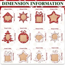 24 Pieces Christmas Picture Ornaments Frames Wood Snowflake Photo Frames Ornaments for Christmas Tree Small Christmas Hanging Picture Frames for Xmas Tree Decoration Gifts Holiday Party Supplies