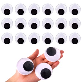 BEADNOVA Black Wiggle Googly Eyes Wobbly Eyes with Self Adhesive Sticker for DIY Craft Scrapbooking (50mm, 12pcs)