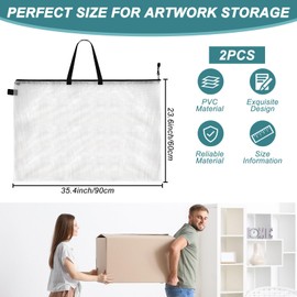 24 x 36 Inch Art Portfolio Case Art Portfolio Bag Art Portfolio Bag Large Posters Storage Bag Portfolios Bags with Zipper and Handle Portfolio Folder for Artwork Artist Supply Organizer and Zipp（2PCS)