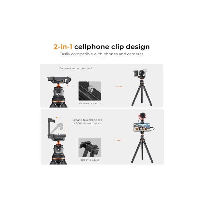 KF CONCEPT Trípode para teléfono móvil, MS01 Gorillapod con mando
