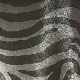 Chester - Zebra Print Vinyl Faux Leather Upholstery Fabric by The Yard - Charcoal