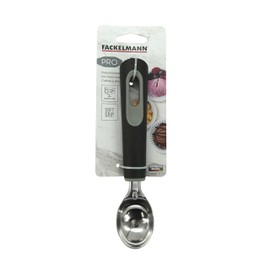 FACKELMANN PRO Ice Cream Scoop, Multi-Functional Gelato Sorbet Spoon & Server, Dessert & Cookie Scoop, Mashed Potato & Fruit Baller, Stainless Steel, Soft Touch Handle, 20.5x4x2.5cm, Black & Grey