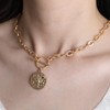AEEVA Chunky Gold Coin Necklace for Women Silver and Gold