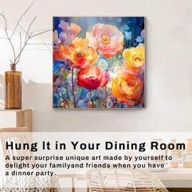 WEMEON Flowers Framed Paint by Numbers Kit for Adults with Framed- Easy Paint by Numbers Kit for Adults Beginner, Simple Paint by Numbers for Gift Home Wall Decor (10x10Inch)