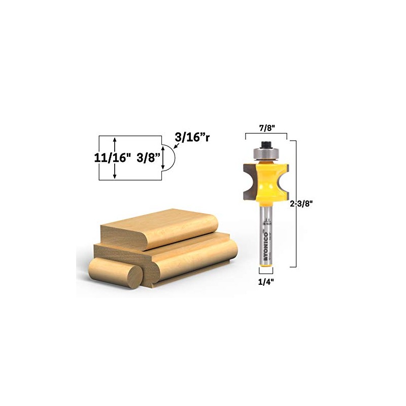 YONICO 13114q 3/8-Inch Bead Bullnose Router Bit 1/4-Inch Shank