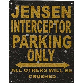 TRACY'S SIGNS 8X10in JENSEN INTERCEPTOR PARKING SIGN RUSTIC STYLE 8x10in 20x25cm CAR SHED TIN GARAGE WORKSHOP WALL ART