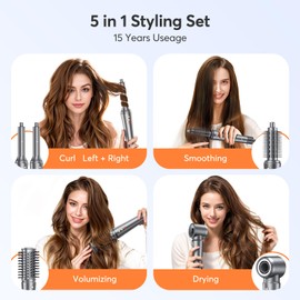 5 in 1 Air Wrap Hair Styler for Women - High-Speed Frizz-Free Hair Dryer Brush, Ion Fast Drying Auto Wrap Cruler, No Heat Damage Frizz Free Air Styler Wrap - Curl, Volumize, Straighten, Gift Idea
