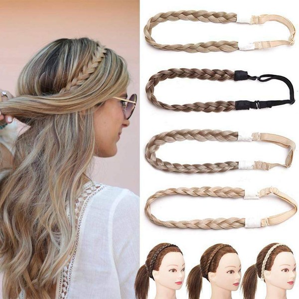 Braids, Braided Hair, Extension Headband, Classic Chunky, Wide Braids, Elastic Stretch Hairpiece For Women and Girls, Beauty Accessory.