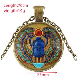 CQHODFYA Egyptian Scarab Necklace for Men and Women with Pendant, Egypt Chain for Men Women, Jewellery Gift Idea, Amulet Chain with 27 Inch Chain – with Jewellery Box, Zinc