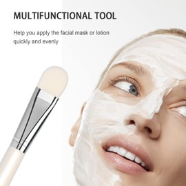 Facial Mask Application Brush, White Soft Man-made Fiber Brush Head Cosmetic Tool for Body Lotion, Mud, Clay, Charcoal Mixed Mask