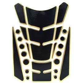 1 Set Gold Universal 3D Motorcycle Gas Tank Sticker, Fuel Tank Protector Decal Pad Self-adhesive and Waterproof
