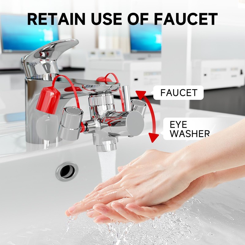 ARRISEA Eye Wash Station Faucet Mounted Emergency Sink Attachment Eye
