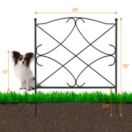 AMAGABELI GARDEN & HOME 5 Panels Decorative Garden Fences and Borders for Dogs 32in(H)×10ft(L) No Dig Metal Fence Panel Garden Edging Border Fence For Animal Barrier Fencing for Flower Beds Yard Patio