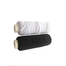 Shirring Shearing Elastic Thread, 20 Meter Each Colour Per Spool, Pack of 2 X 20m Spools, Sewing, Haberdashery, Craft, Smocking, Gathering, (White & Black), 30 Colours Available