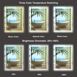 M LTMIRROR 24'X32' LED Bathroom Mirror with Lights, Built-in Bluetooth Speaker, Anti-Fog Dimmable 3 Lights Setting Backlit + Front Lit, Lighted Vanity Makeup Wall Mirrors, Shatter-Proof IP65 Waterproof