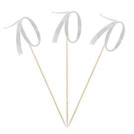 Silver Glitter 70th Birthday Centerpiece Sticks, 12-Pack Number 70 Table Topper Anniversary Party Decorations