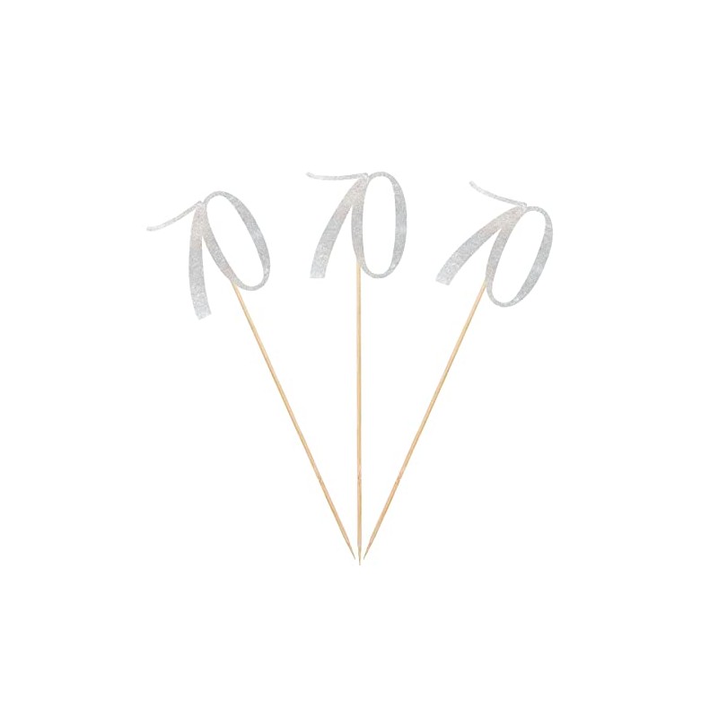 Silver Glitter 70th Birthday Centerpiece Sticks, 12-Pack Number 70 Table