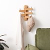 TREOAKWIS Oak Wood Coat Hooks, Coat Rack Wall Mount Swivel
