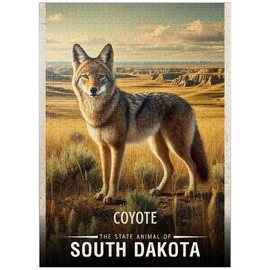MyPuzzle South Dakota, Coyote: State Animals Series - Premium 1000 Piece Jigsaw Puzzle for Adults