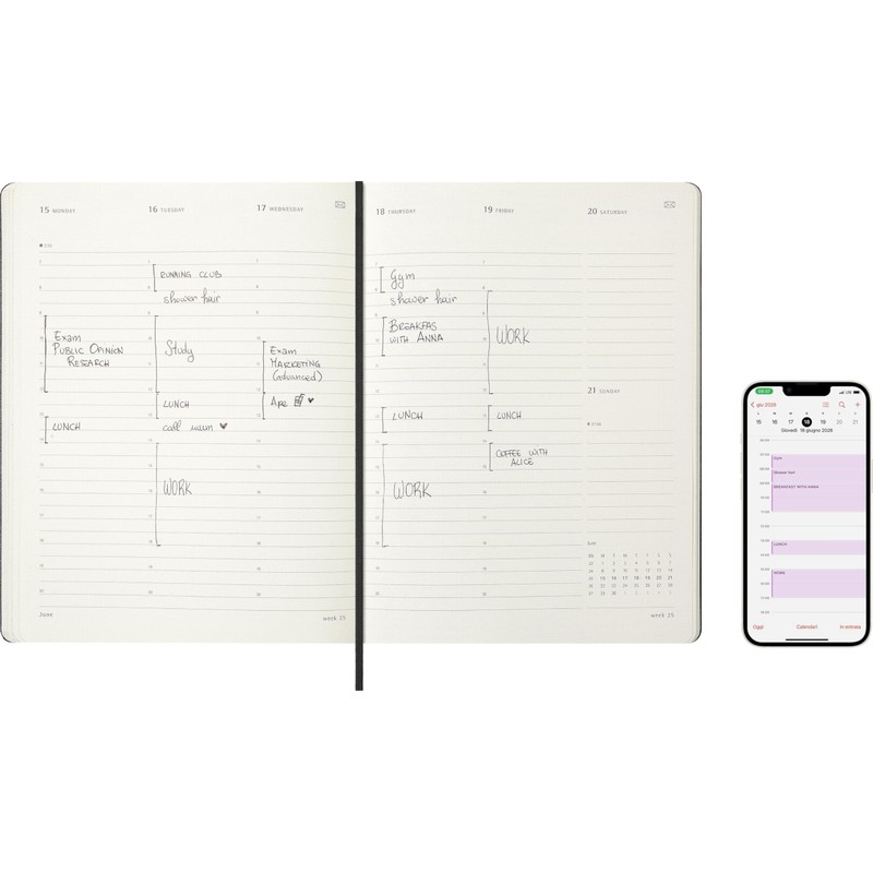 Moleskine Smart PRO Planner 2026, 12-Month Weekly Digital Agenda, Elastic
