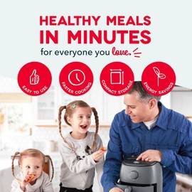 DASH Tasti-Crisp™ Electric Air Fryer Oven, 2.6 Qt., Grey – Compact Air Fryer for Healthier Food in Minutes, Ideal for Small Spaces - Auto Shut Off, Analog, 1000-Watt