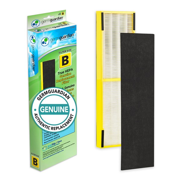 Germ Guardian Filter B HEPA Pure Genuine Air Purifier Replacement Filter, Removes 99.97% of Pollutants for AC4825, AC4300, AC4900, AC4825DLX, AC4850, CDAP4500, AP2200, Black/Yellow, FLT4825