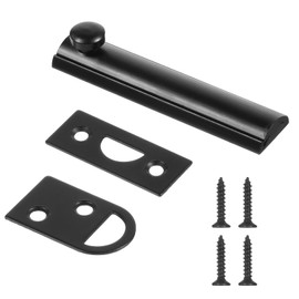 3 Inch Solid Brass Surface Bolt, Matte Black Slide Latch Heavy Duty Concealed Slide Surface Door Bolt with Screws Slides BoltLatch French Door Lock with Screws, Hardware Security Slides Latch