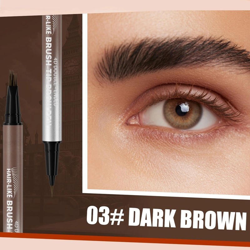 Eyebrow Stencil Kit, Microblading Eyebrow Pen with Angled Brush, 2-in-1