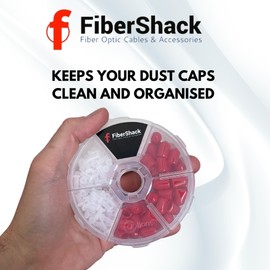 Fibershack - Fiber Optic Dust Cap Kit - Dual Fiber Dust Cap Kit Contains 200x 2.5mm Clear FC/SC/ST Optical Cable Covers & 50x Red ST Bulkhead Port Covers - in a Durable Snap Lock Carry case