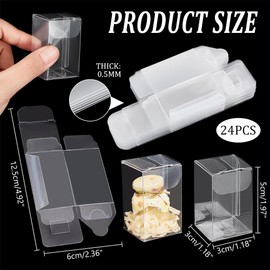 DELORIGIN 24Pcs Clear Gift Box 1.1 X1.1 X1.9inch Small Cases for Organizing Gift Candy Pantry Box Small Transparent Display Box for Birthday Wedding Candy Dessert Cookies Gift Box