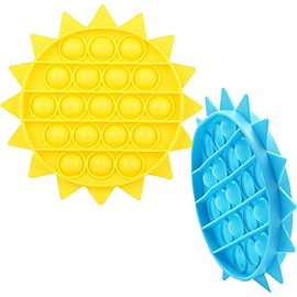 The Dreidel Company Silicone Push Bubble Poppers, Geometric Sensory Shape, Stress Reliever Autism Toy, Anti-Anxiety Toys, Assorted Colors, 5" (Circle - Sun)