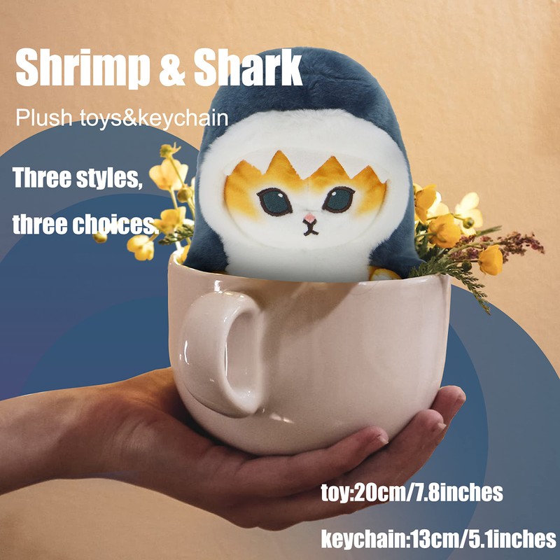 CNAANA Kawaii Shark Cat Plush Toy Stuffed Animal Doll, Soft