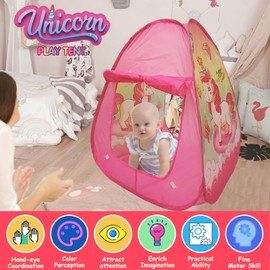 Pop Up Princess Tent Unicorn Gift for 1 2 3 Year Old Birthday Gift, 12-18 Months Baby Girl Toys, Foldable Ball Pit with Carrying Bag, Indoor&Outdoor Play Tent for Kids