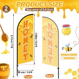2 Set Honey Feather Flag with 2 Pcs Flagpole Kit, 7ft Honey for Sale Signs Outdoor, Business Feather Flag Banner Sign for Outside Sale(Classic)