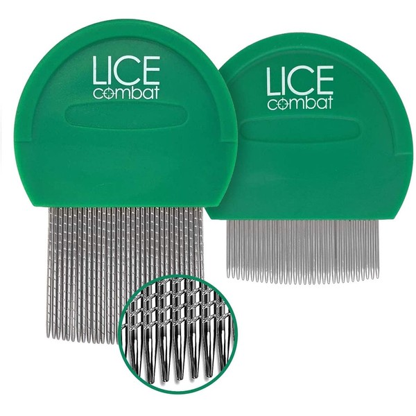 Lice Comb | Head Lice Professional Metal 2 Pack Kit for Long & Short Hair | Efficient Lice and Nit Removal | Easy to Use.