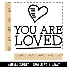 You are Loved Heart Doodle Square Rubber Stamp for Stamping Crafting - 1.25in Small