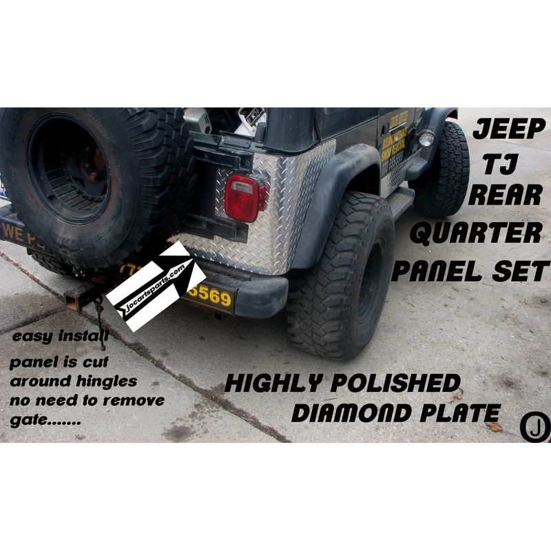 Fits Jeep Tj Wrangler 2 Pc Diamond Plate Rear Body