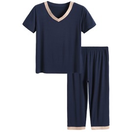 Latuza Women's Sleepwear Tops with Capri Pants PJs 3X Navy